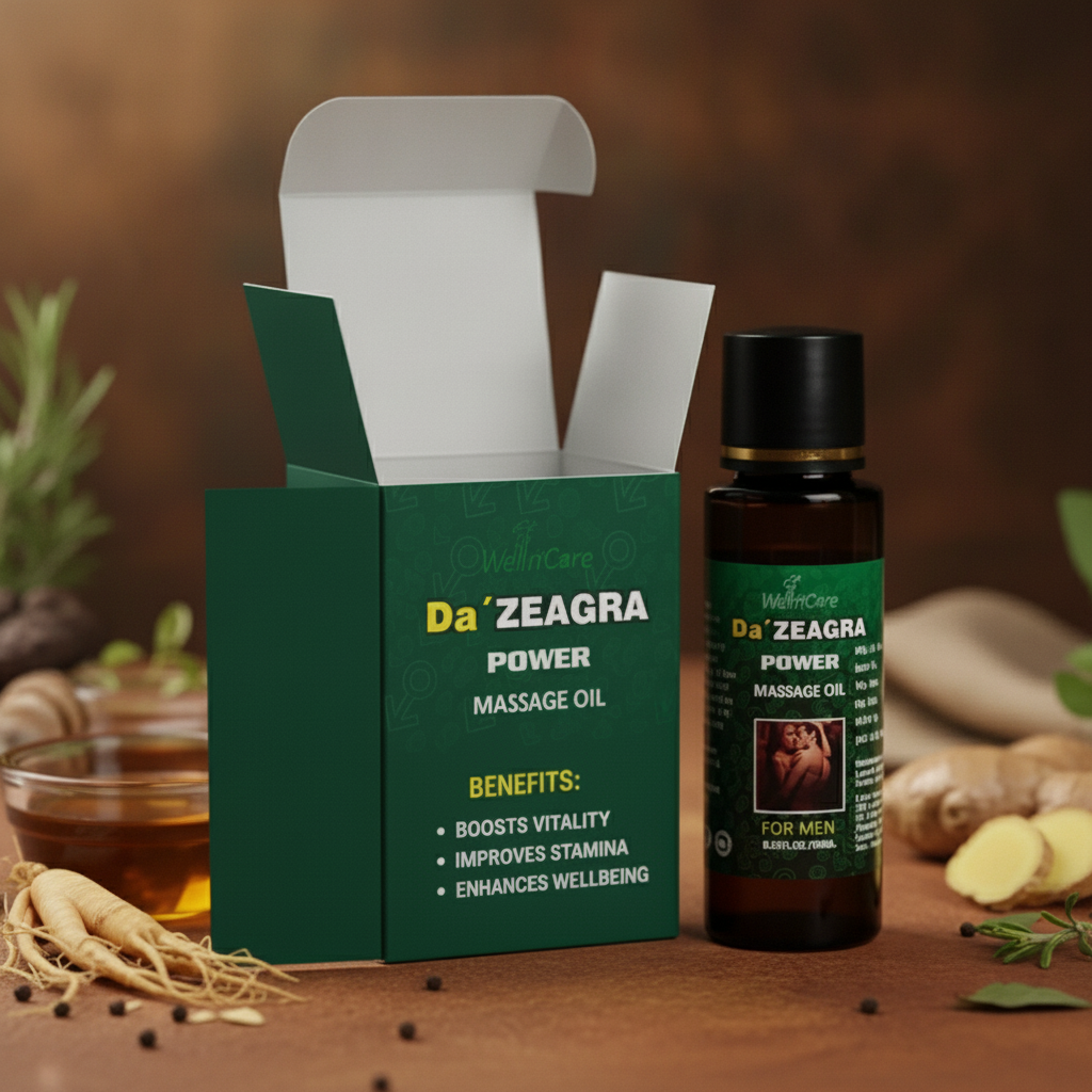 Da’ Zeagra Power Massage Oil 50ml – Men’s Massage Oil Bottle with Retail Box