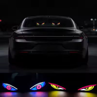 Animated Devil Eyes LED car window light with multiple color effects