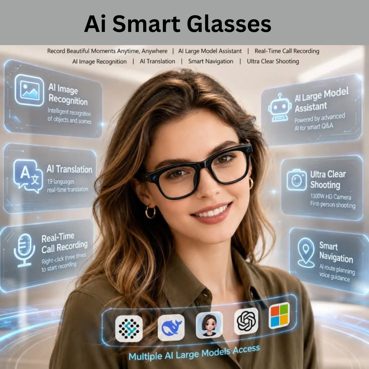 AIMB G2 AI Camera Glasses – 8MP, 1080P Video, Bluetooth & Voice Assistant