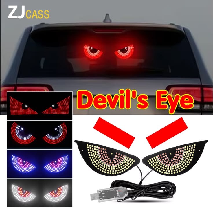 Solar rechargeable Devil Eyes car light with multiple LED color options
