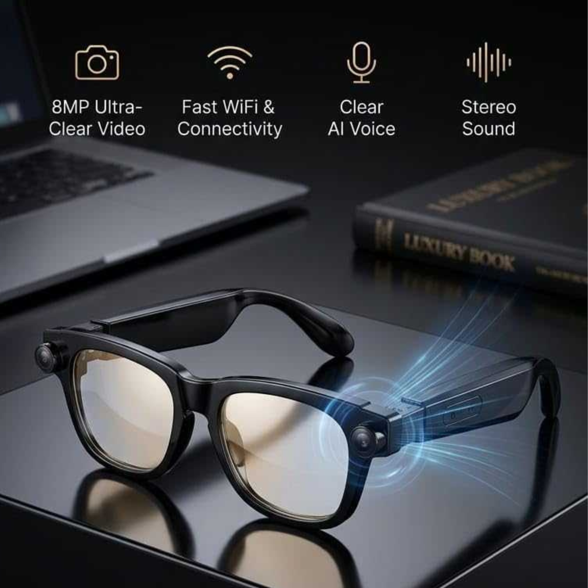 AIMB G2 AI Camera Glasses – 8MP, 1080P Video, Bluetooth & Voice Assistant