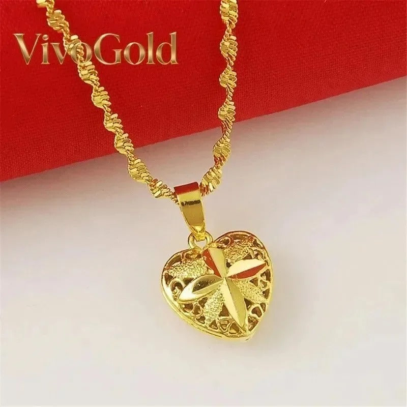 Gold Heart Necklace for Women