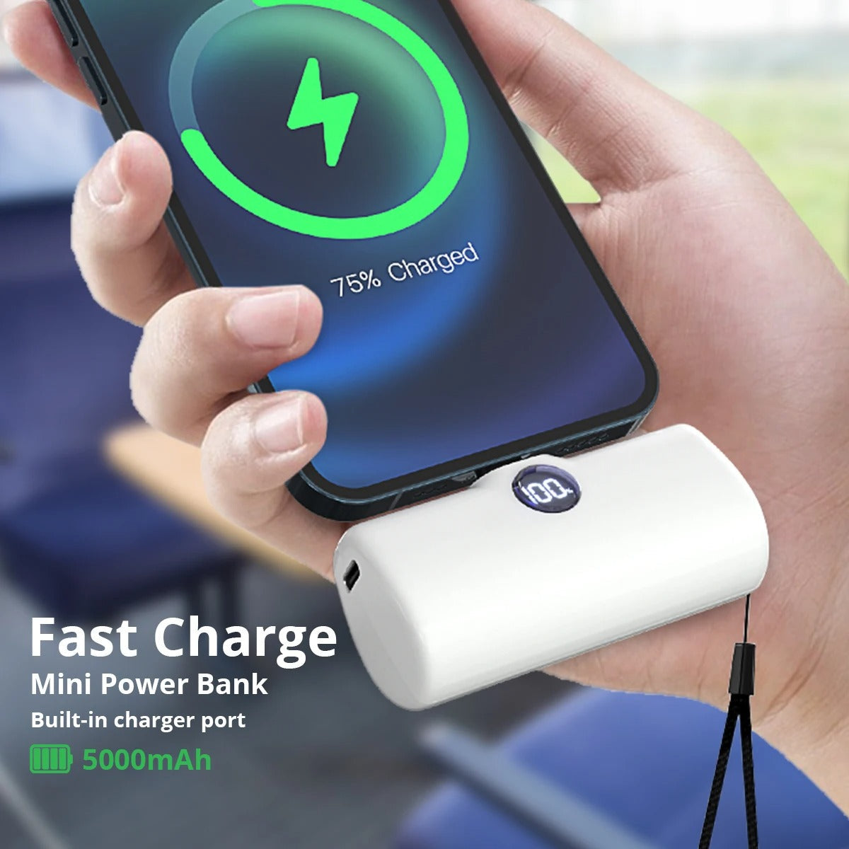 5000mAh Mini Power Bank with LED Display