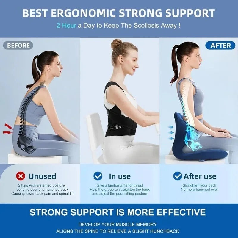 Adjustable Back Posture Brace – Breathable Spine & Shoulder Support Belt