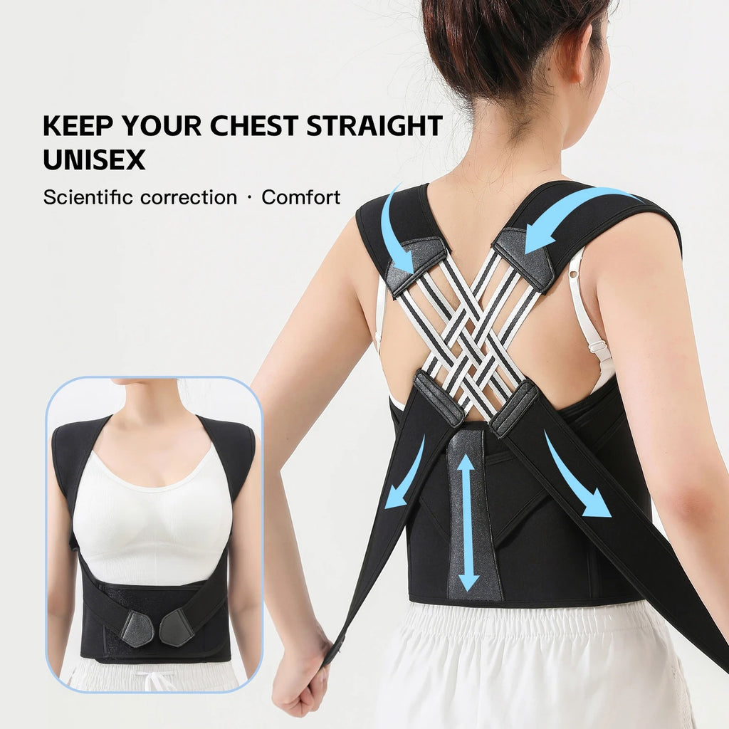 Adjustable Back Posture Brace – Breathable Spine & Shoulder Support Belt