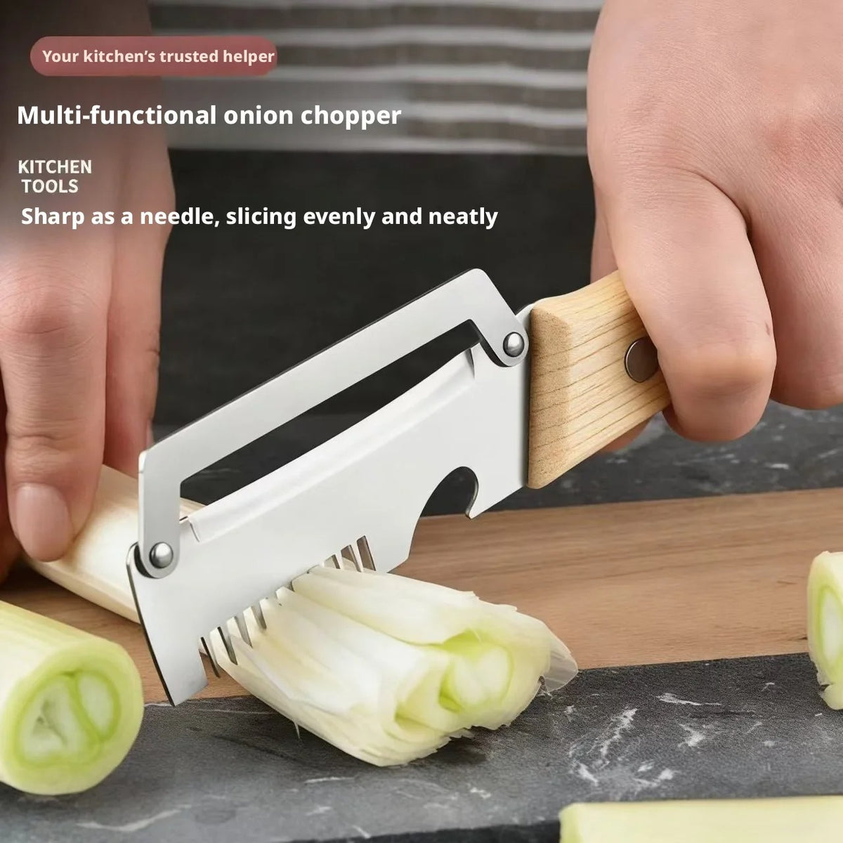3-in-1 Multifunctional Vegetable Peeler with Stainless Steel Blade & Wooden Handle