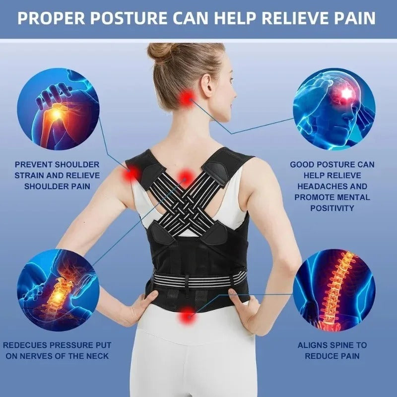 Adjustable Back Posture Brace – Breathable Spine & Shoulder Support Belt