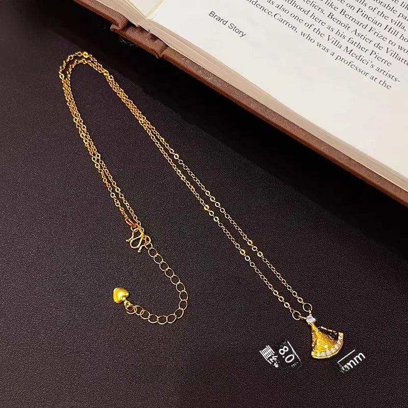Gold plated fan necklace