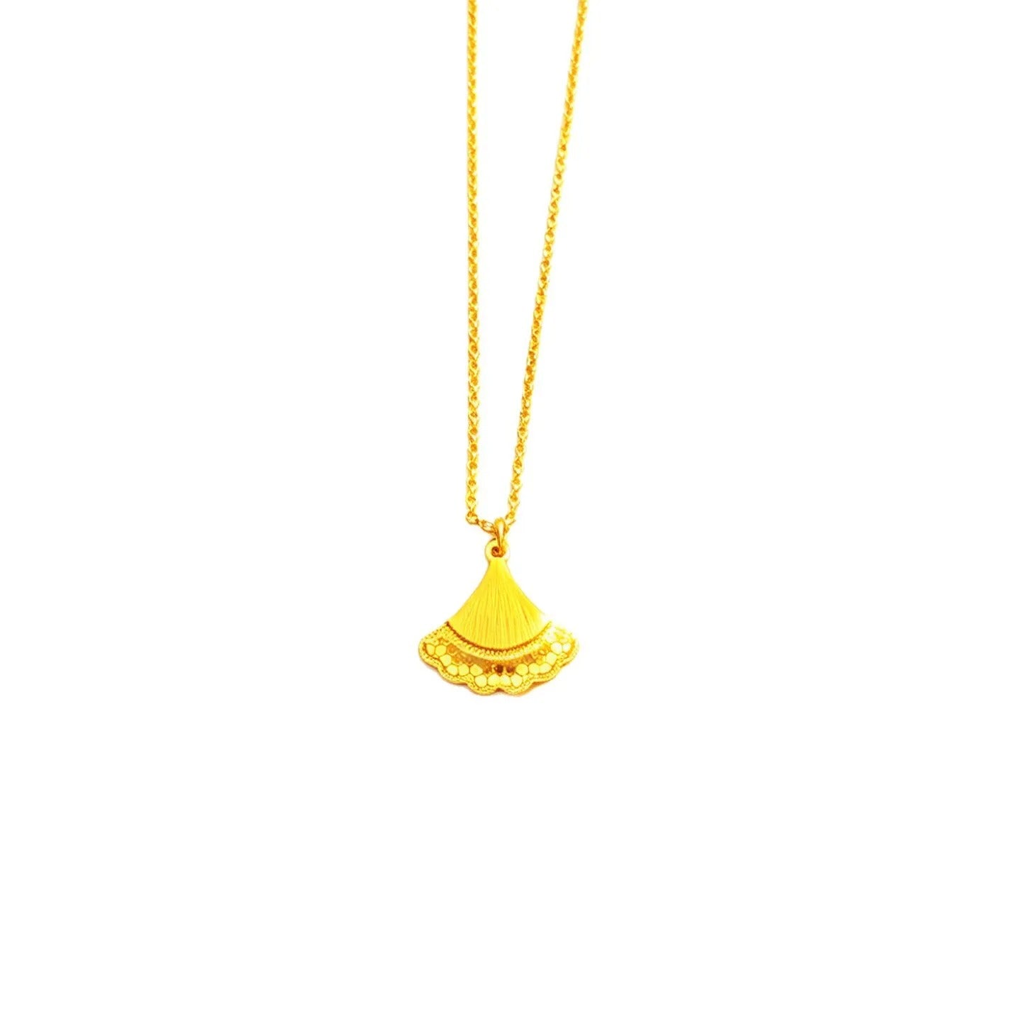 Gold plated fan necklace