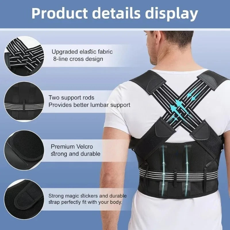 Adjustable Back Posture Brace – Breathable Spine & Shoulder Support Belt