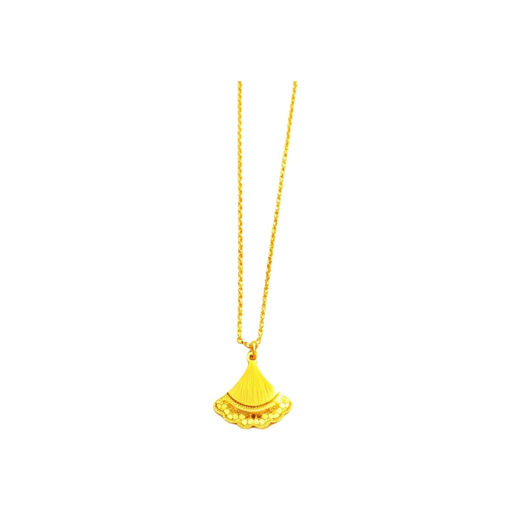 Gold plated fan necklace