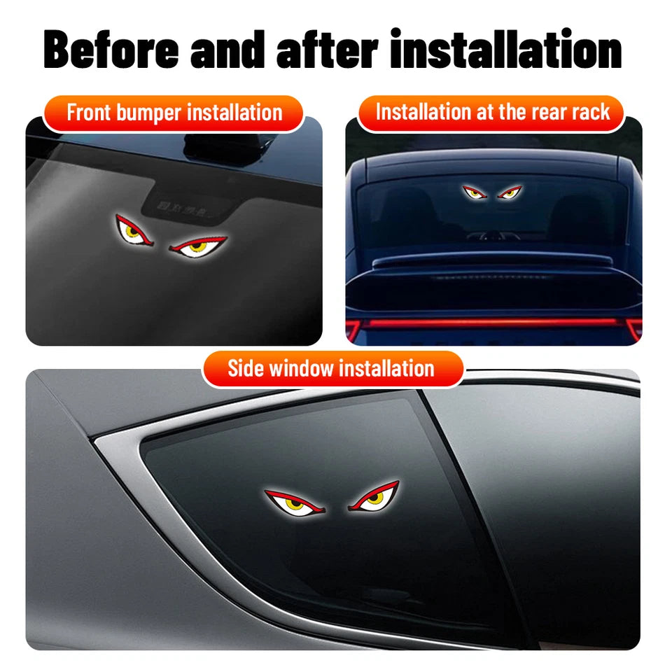 Solar Devil Eyes LED Car Window Light – Animated Car Decoration